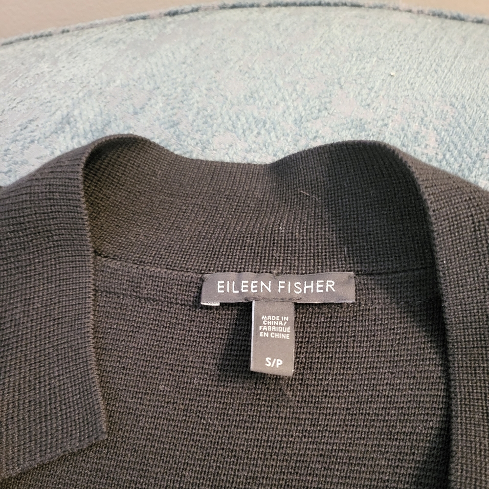 Eileen Fisher Black Long Cardigan Size Small - Picture 3 of 3